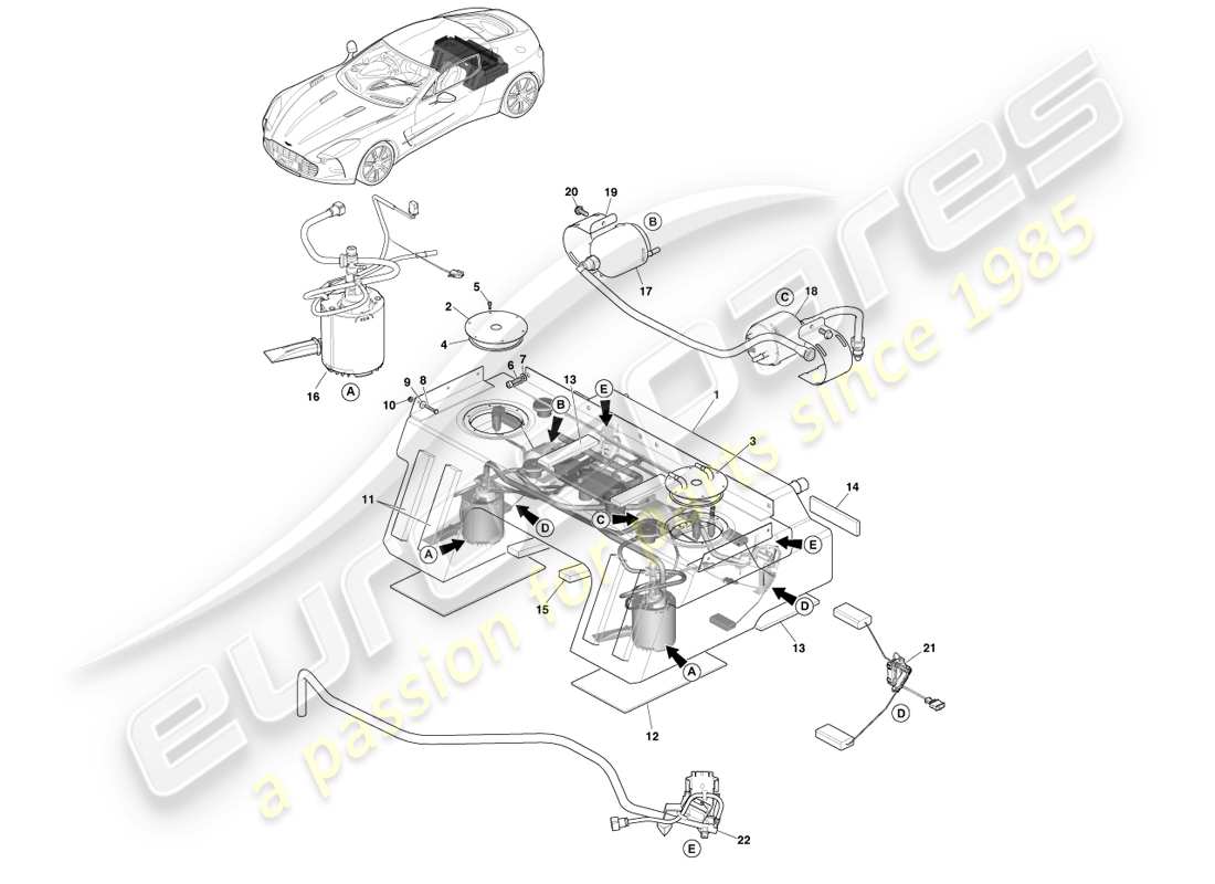 aston martin one-77 (2011) fuel tank assy parts diagram