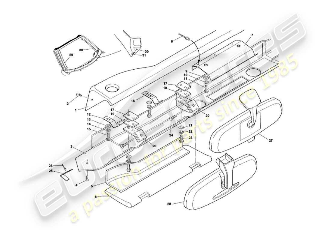a part diagram from the aston martin v8 volante parts catalogue