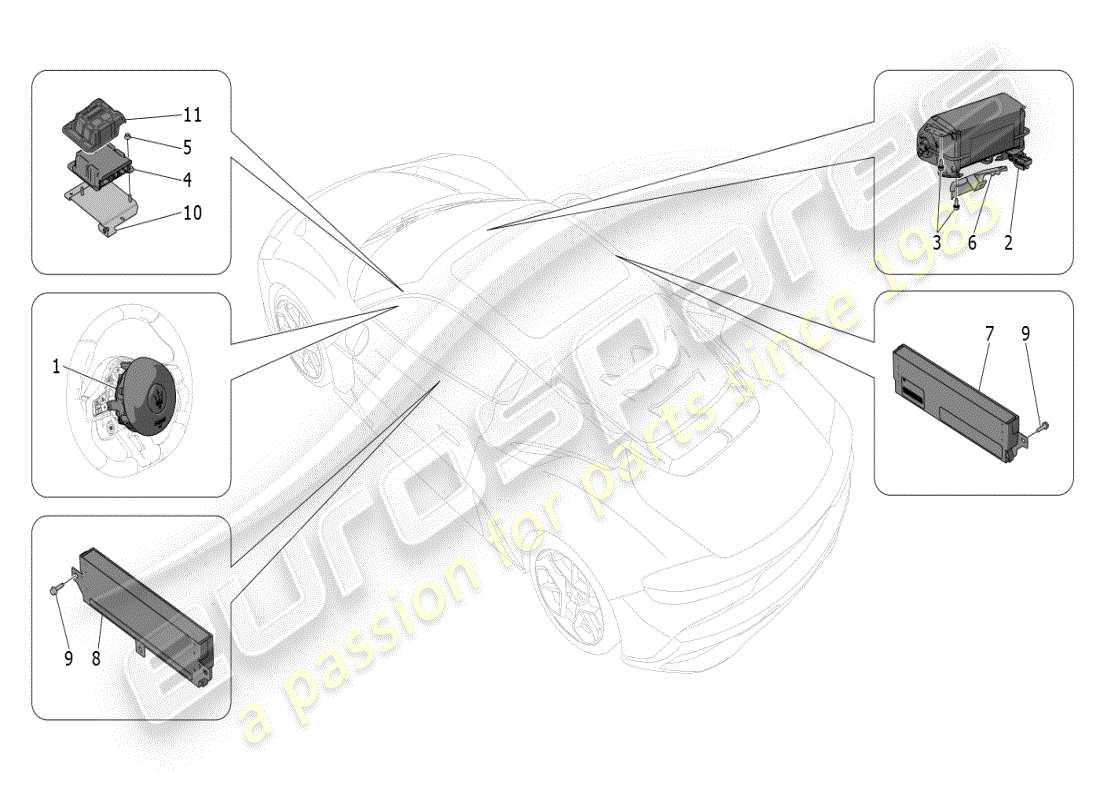 maserati mc20 (2024) airbag system part diagram