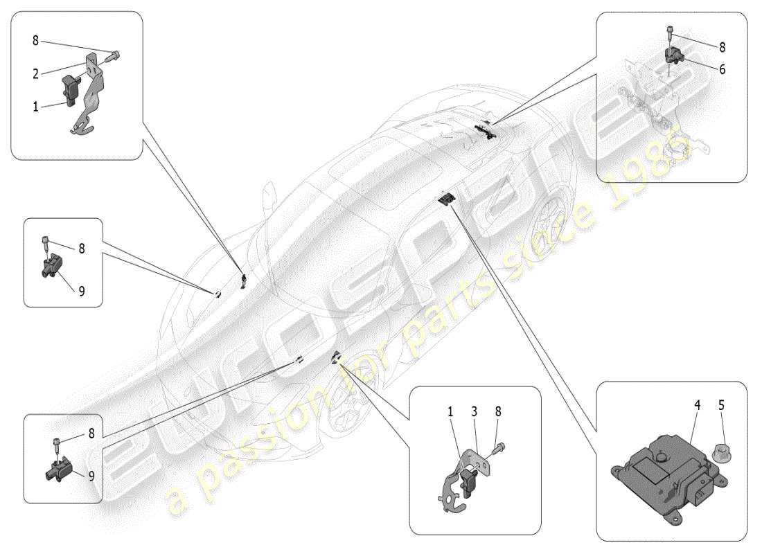 maserati mc20 (2024) electronic control (suspension) part diagram