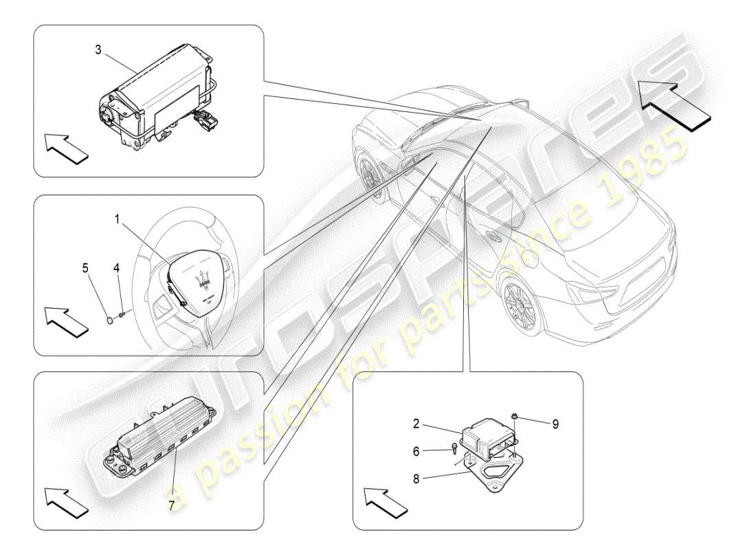 maserati ghibli (2021) front airbag system part diagram