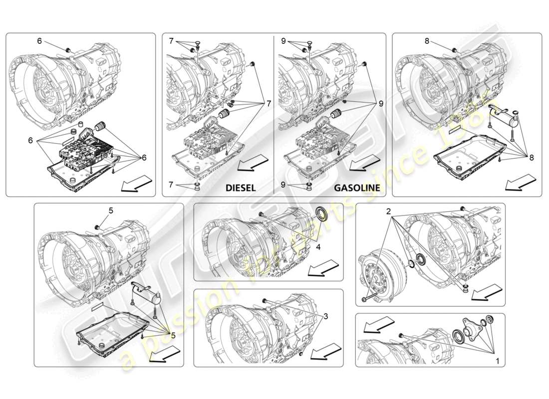 maserati ghibli (2018) gearbox housings parts diagram