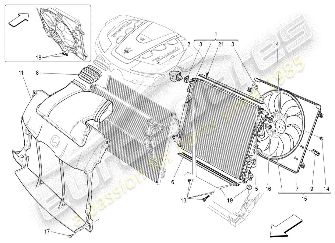 maserati ghibli (2020) cooling: air radiators and ducts part diagram