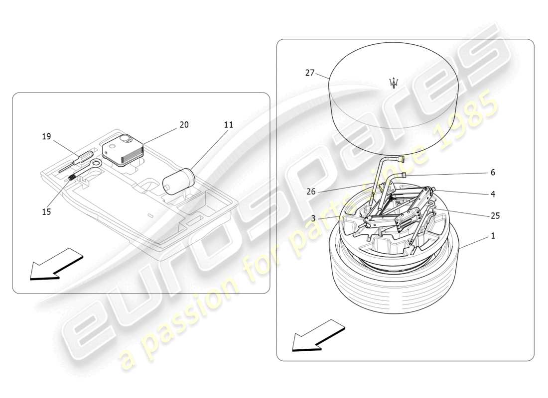 maserati levante gt (2022) standard provided parts diagram