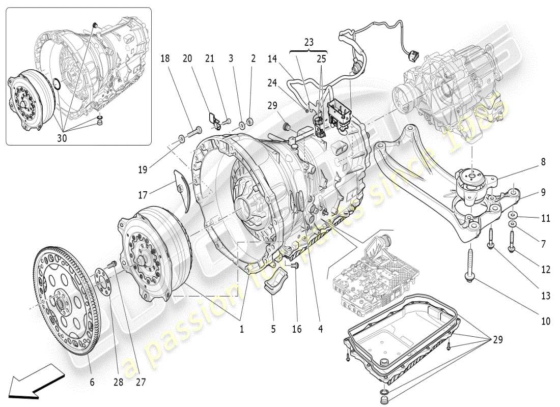 maserati ghibli (2019) gearbox housings part diagram