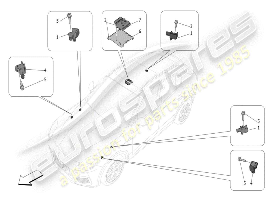 maserati grecale modena (2023) electronic control (suspension) parts diagram