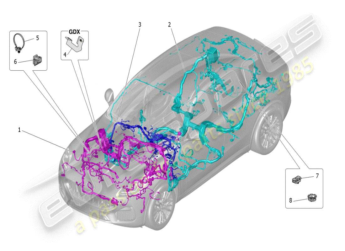 maserati grecale modena (2023) main wiring parts diagram