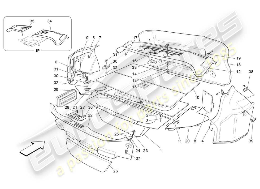 a part diagram from the maserati granturismo s (2019) parts catalogue