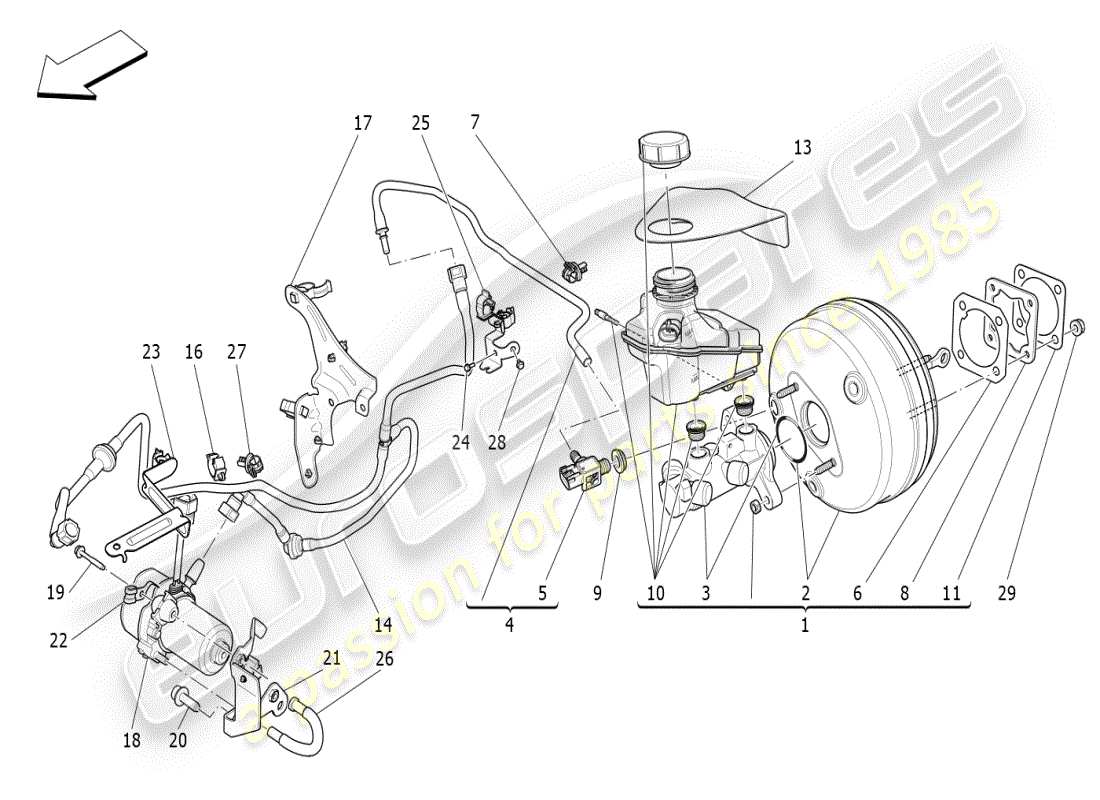 maserati ghibli (2021) brake servo system part diagram