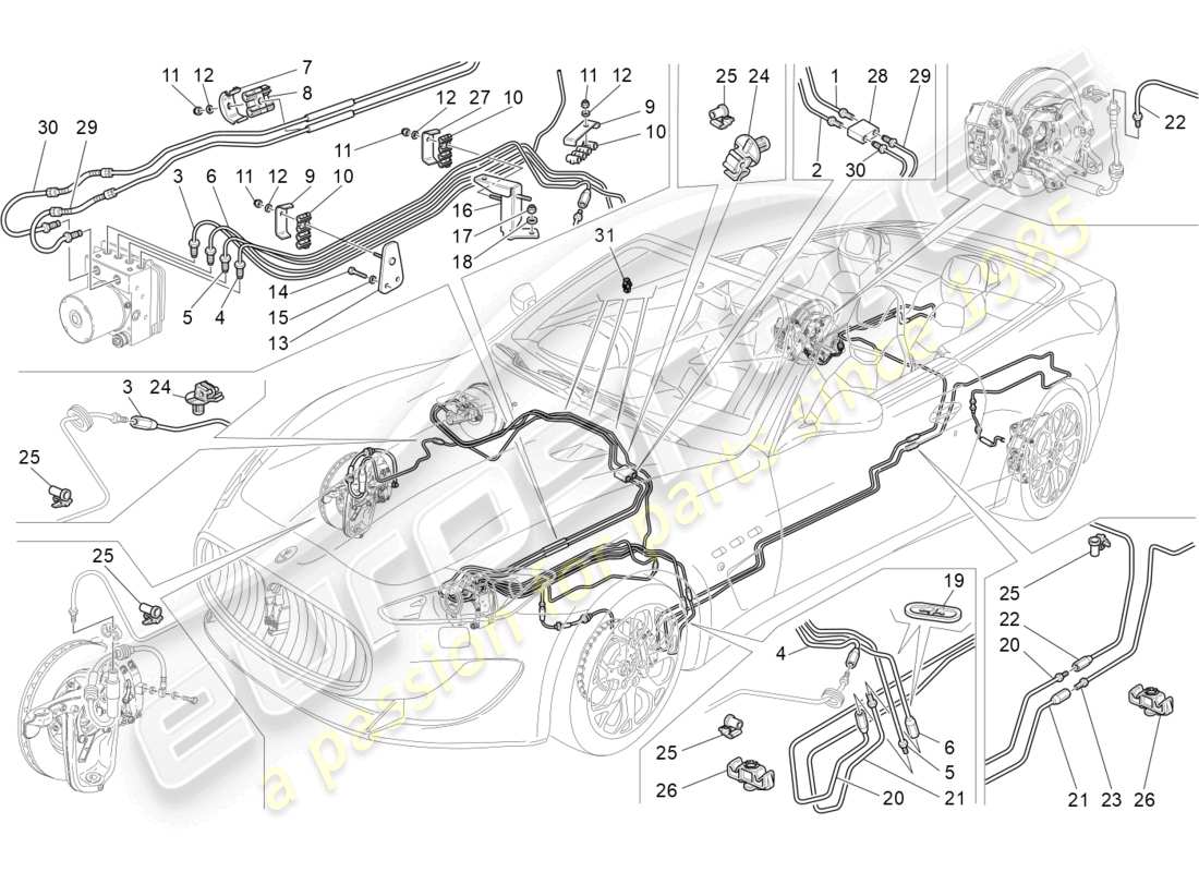 a part diagram from the maserati grancabrio parts catalogue