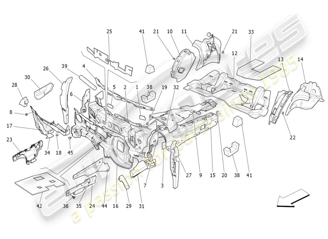 a part diagram from the maserati quattroporte m156 (2017 onwards) parts catalogue