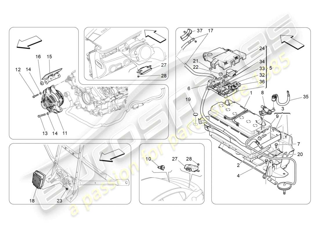 a part diagram from the maserati quattroporte m156 (2017 onwards) parts catalogue