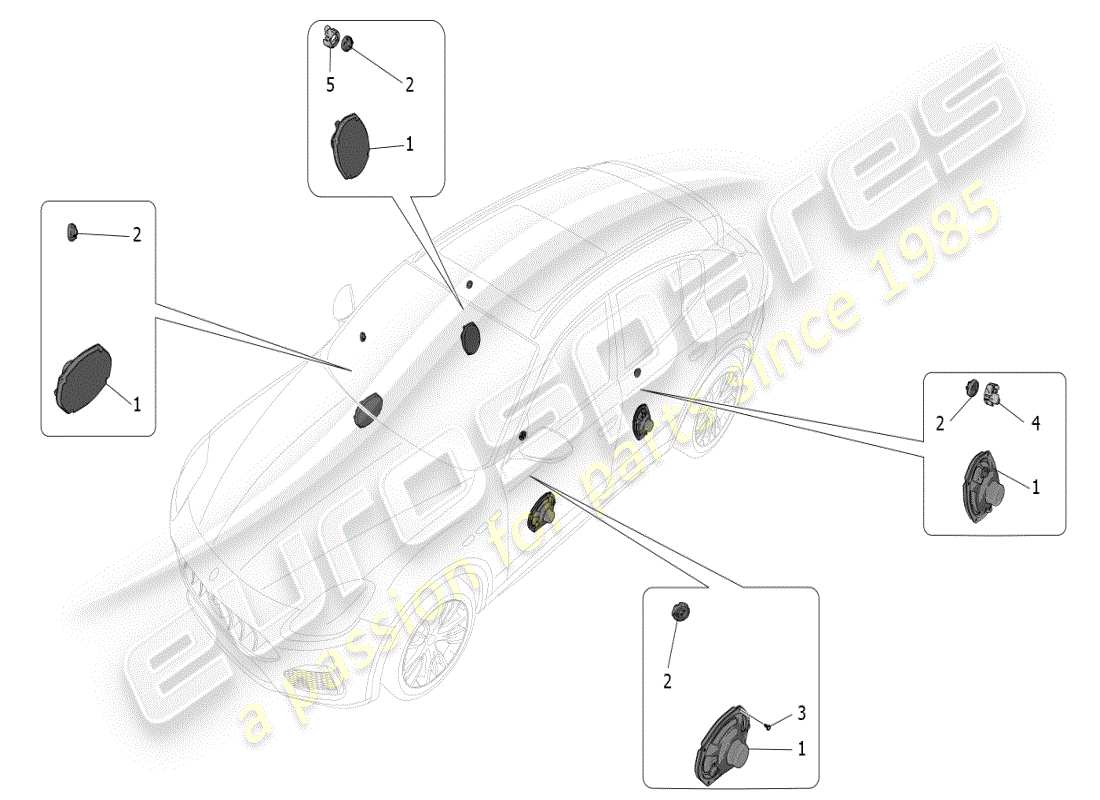 maserati grecale modena (2023) sound diffusion system parts diagram