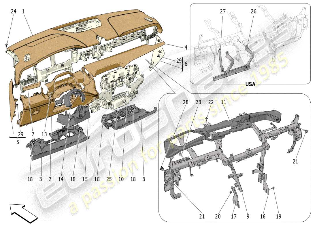maserati grecale modena (2023) dashboard unit parts diagram