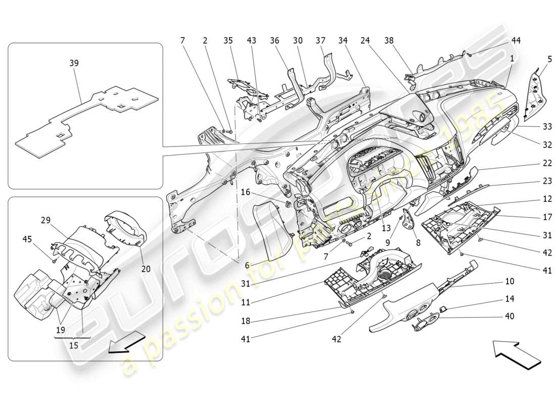 maserati levante gt (2022) dashboard unit parts diagram