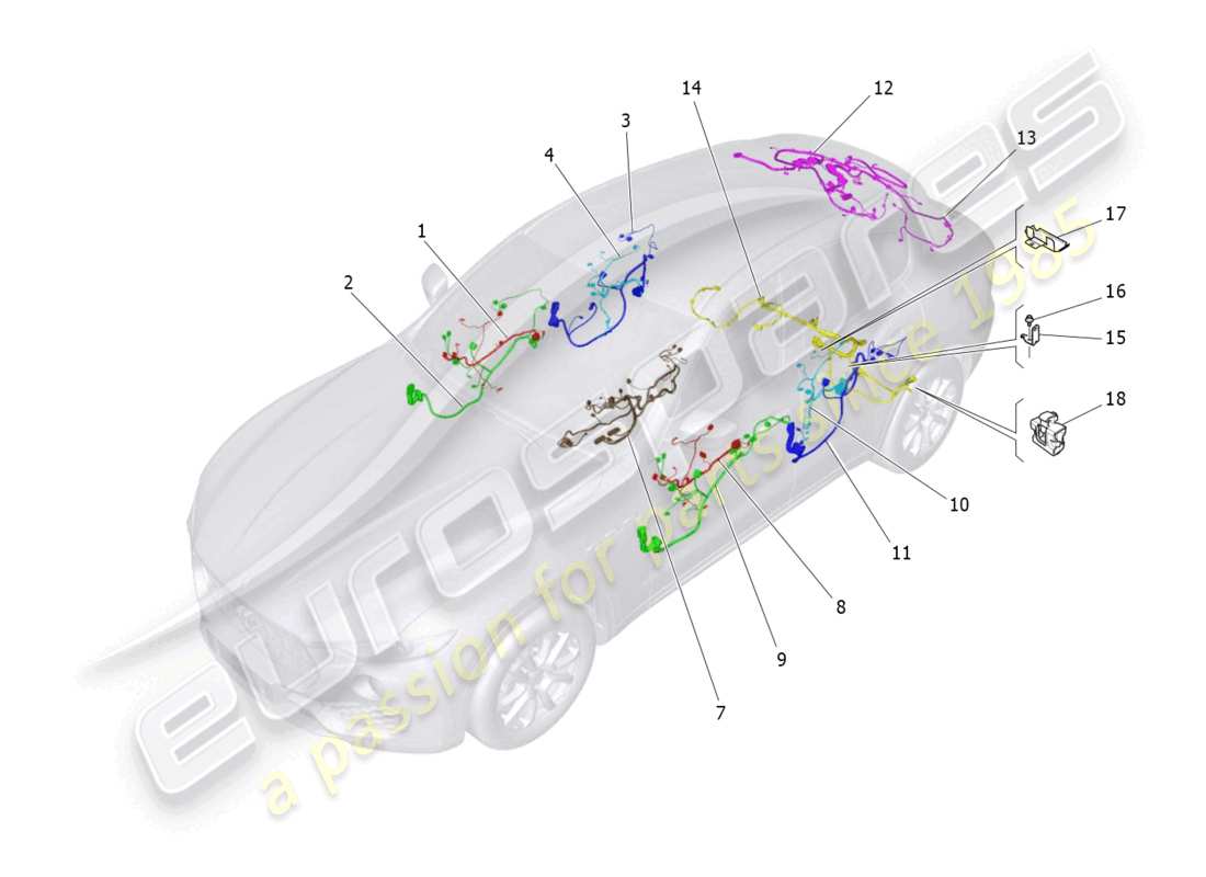 maserati levante gt (2022) main wiring parts diagram