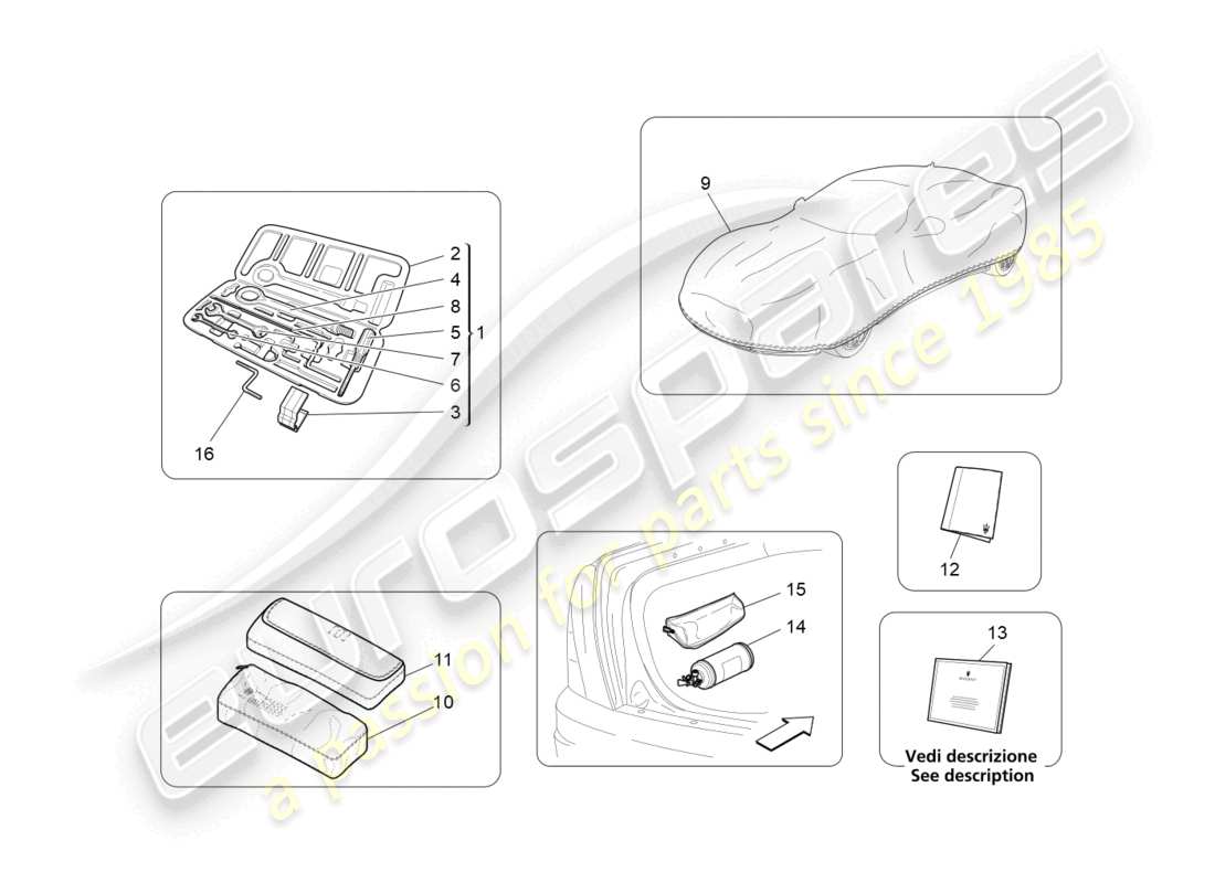 a part diagram from the maserati grancabrio parts catalogue