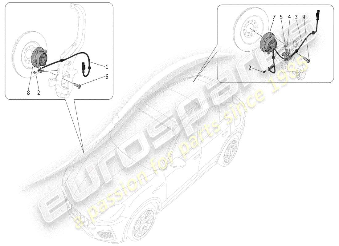 maserati grecale modena (2023) braking control systems parts diagram