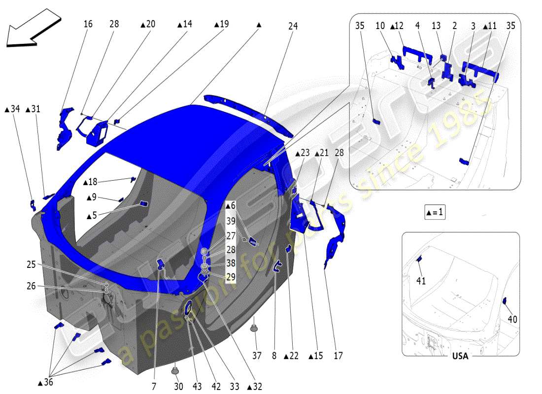 maserati mc20 (2024) central monocoque part diagram