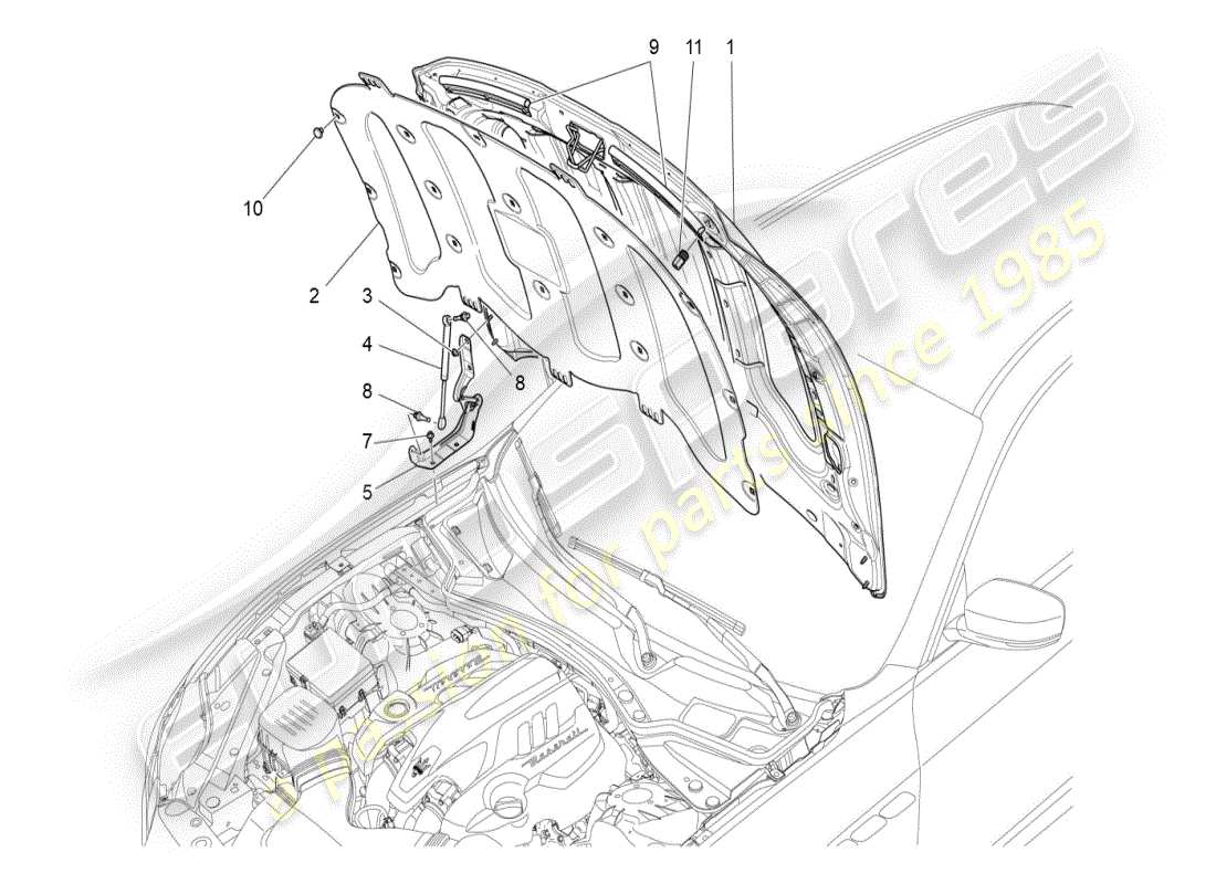 maserati ghibli (2020) front lid part diagram