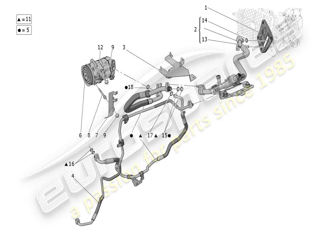 maserati grecale modena (2023) a/c unit: engine compartment devices parts diagram
