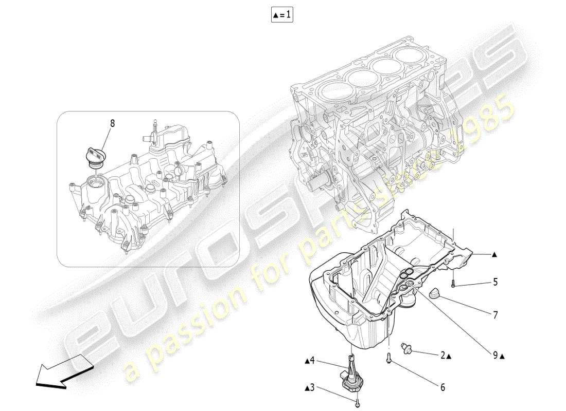 maserati ghibli (2021) lubrication system: circuit and collection part diagram
