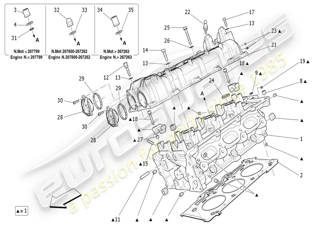 maserati ghibli (2021) rh cylinder head part diagram
