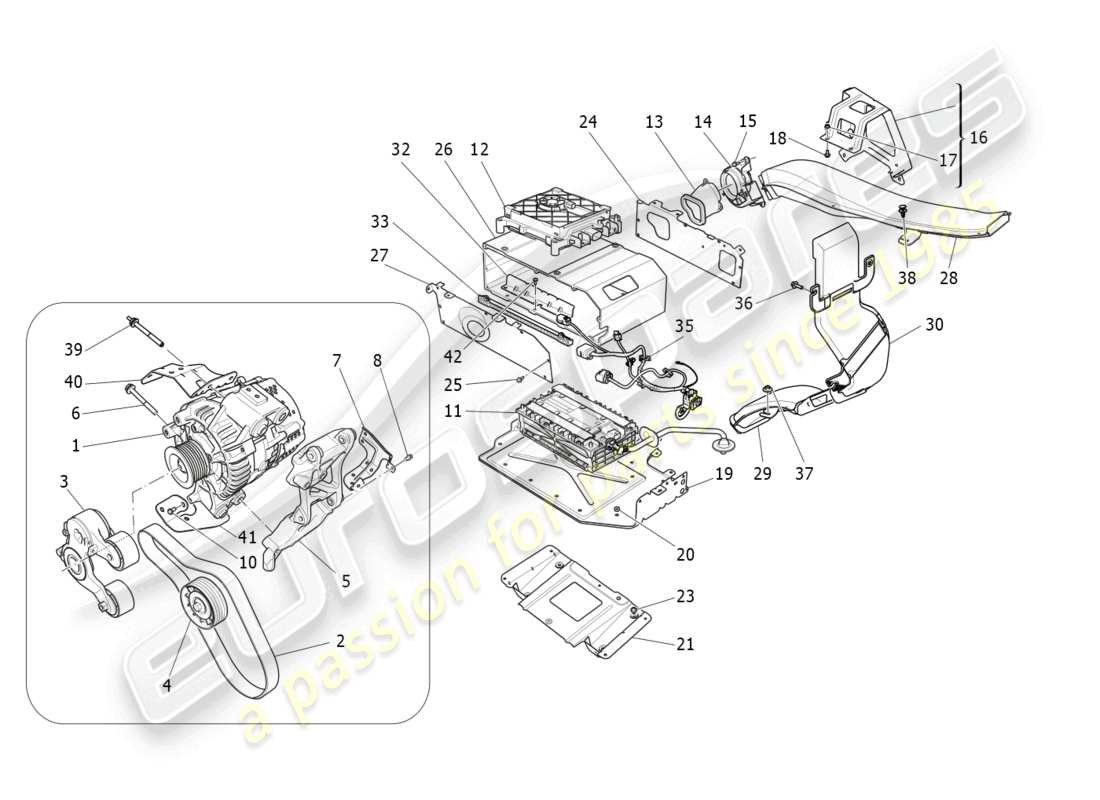 maserati levante gt (2022) energy generation and accumulation parts diagram