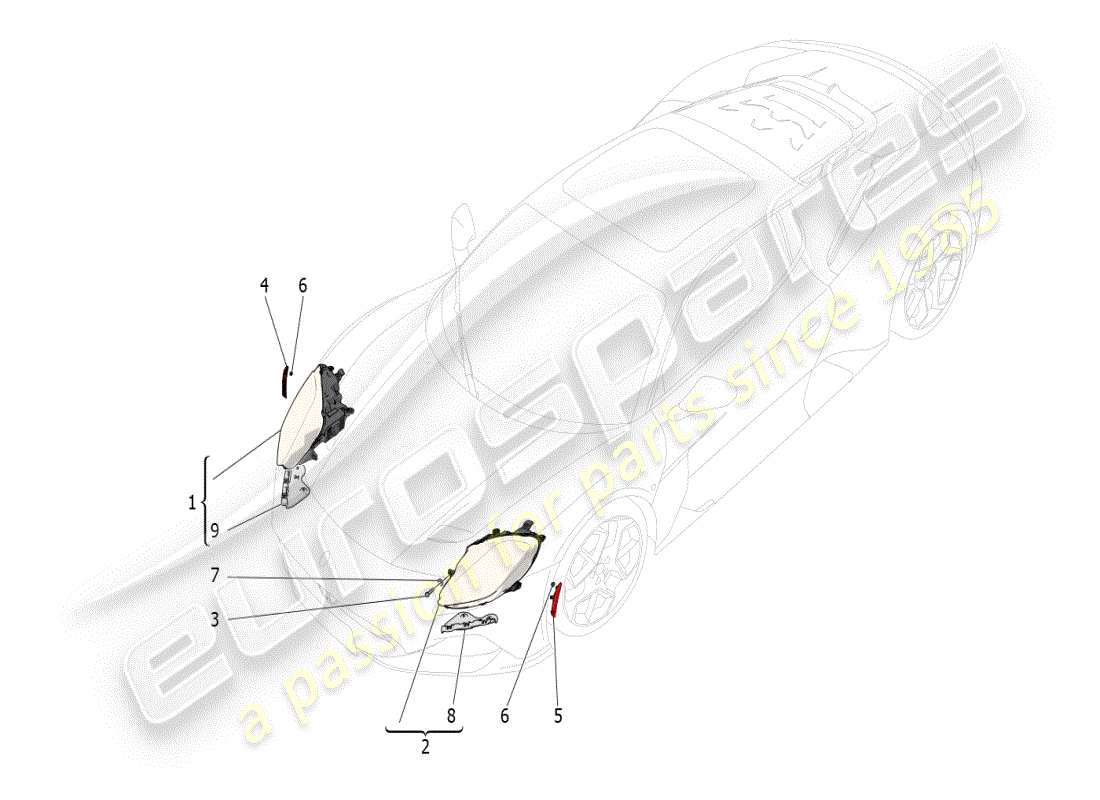 maserati mc20 (2024) headlight clusters part diagram