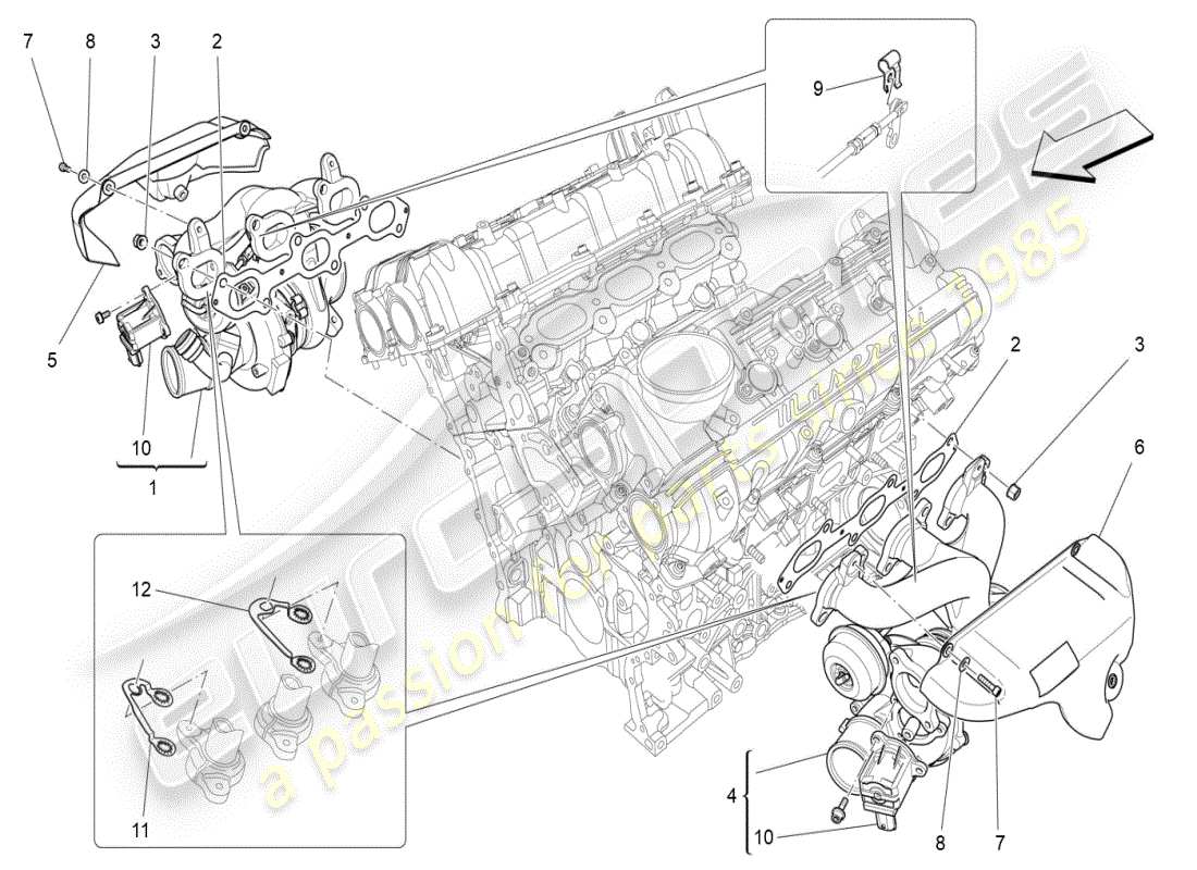 maserati ghibli (2021) turbocharging system: equipments part diagram