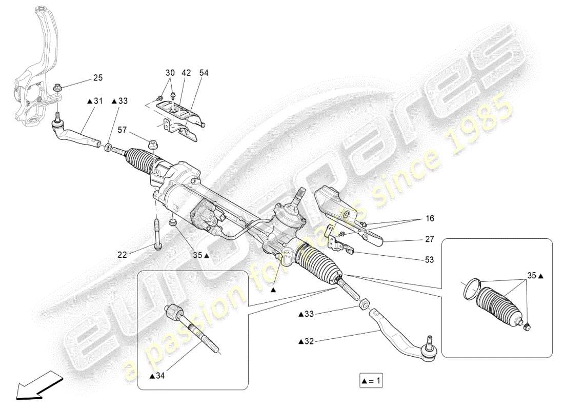 maserati ghibli (2021) complete steering rack unit part diagram