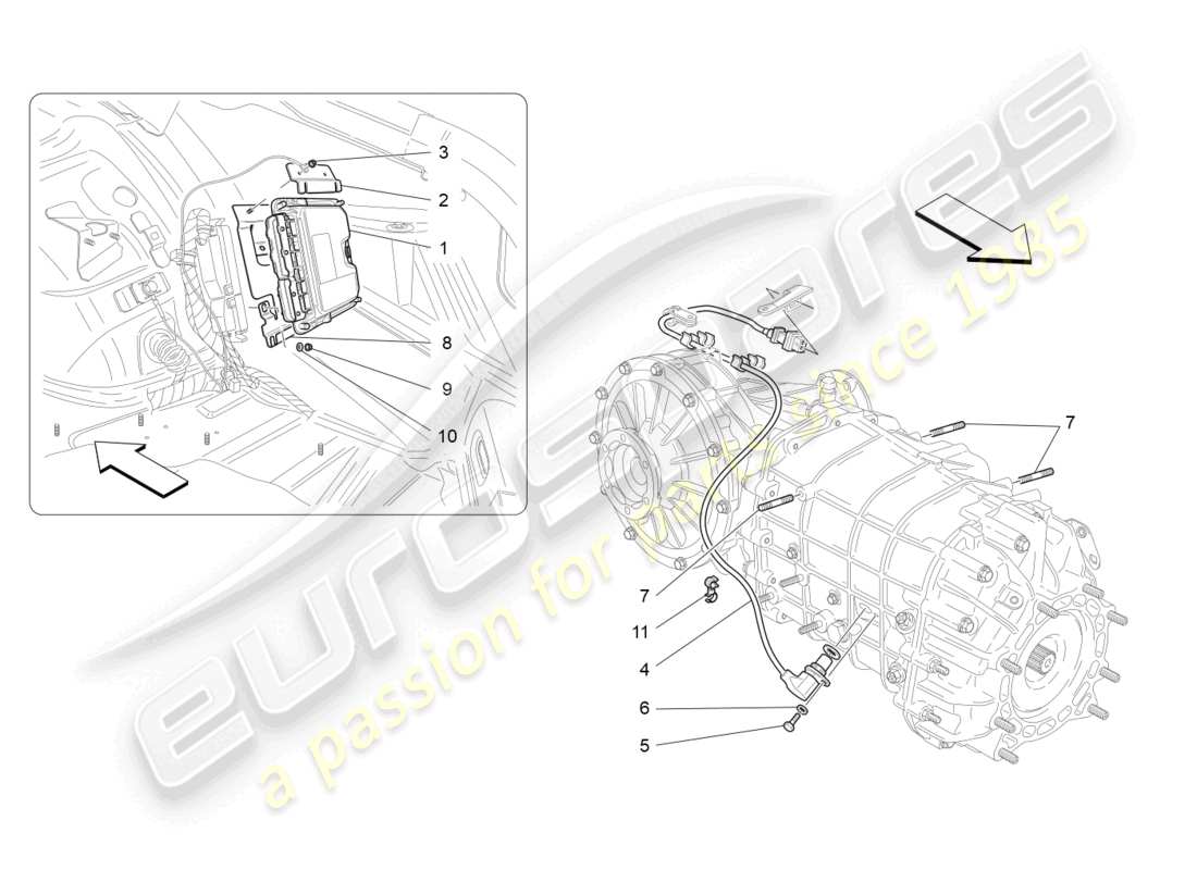 maserati granturismo mc stradale (2011) electronic control (gearbox) parts diagram