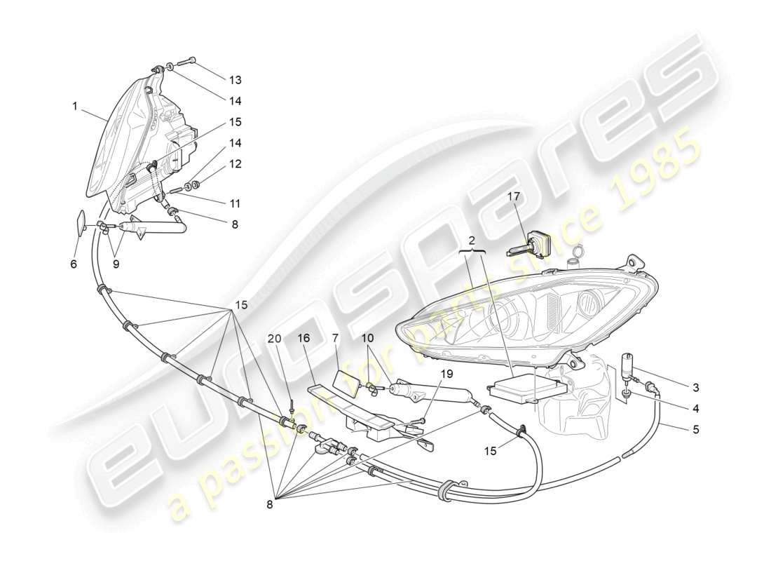 maserati granturismo mc stradale (2011) headlight clusters parts diagram