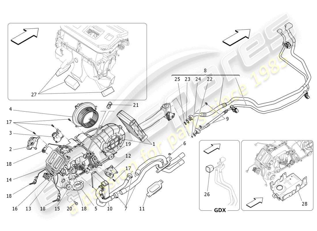 maserati levante gt (2022) a/c unit: tunnel devices parts diagram