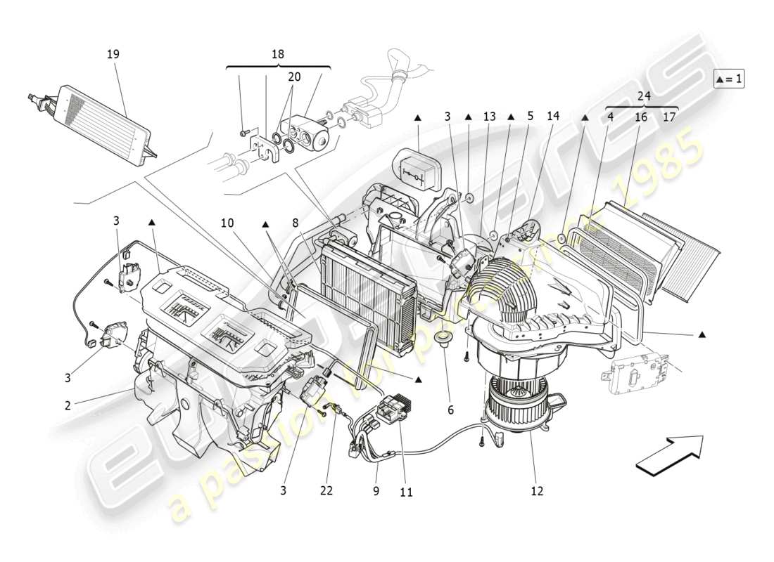 a part diagram from the maserati ghibli (2017 onwards) parts catalogue