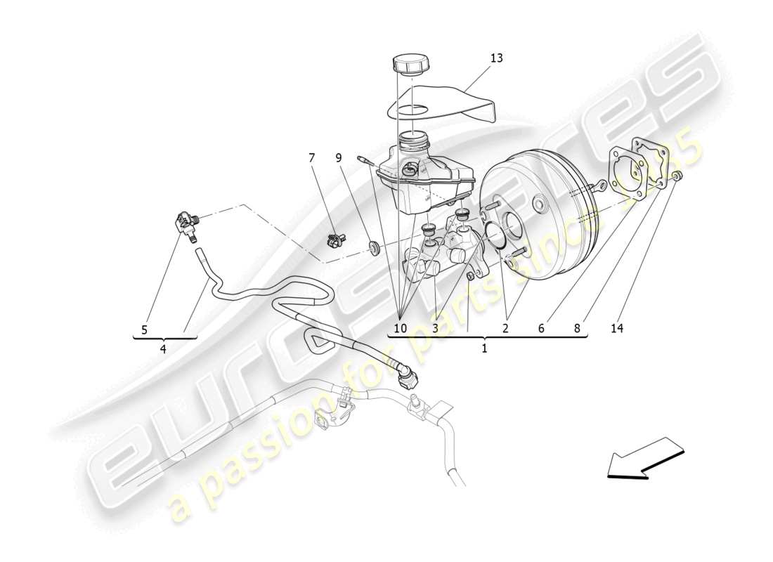 maserati levante gts (2020) brake servo system parts diagram