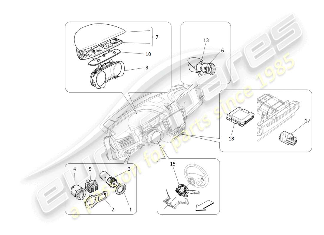 a part diagram from the maserati ghibli fragment (2022) parts catalogue