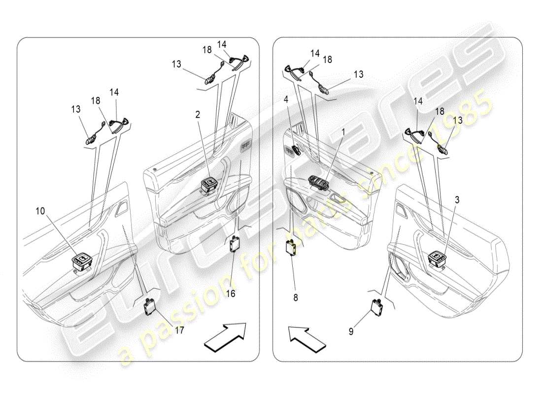 a part diagram from the maserati ghibli (2017 onwards) parts catalogue