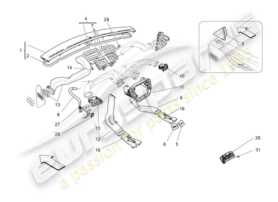 a part diagram from the maserati ghibli (2018) parts catalogue