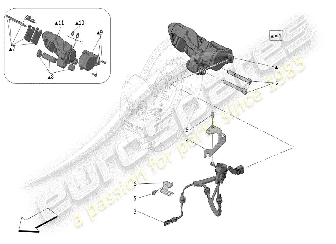 maserati mc20 (2024) parking brake part diagram