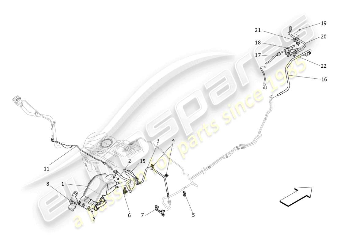 maserati levante gt (2022) fuel vapour recirculation system parts diagram