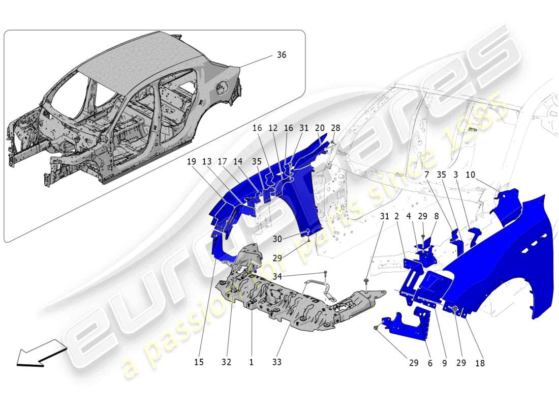 a part diagram from the maserati grecale trofeo (2023) parts catalogue