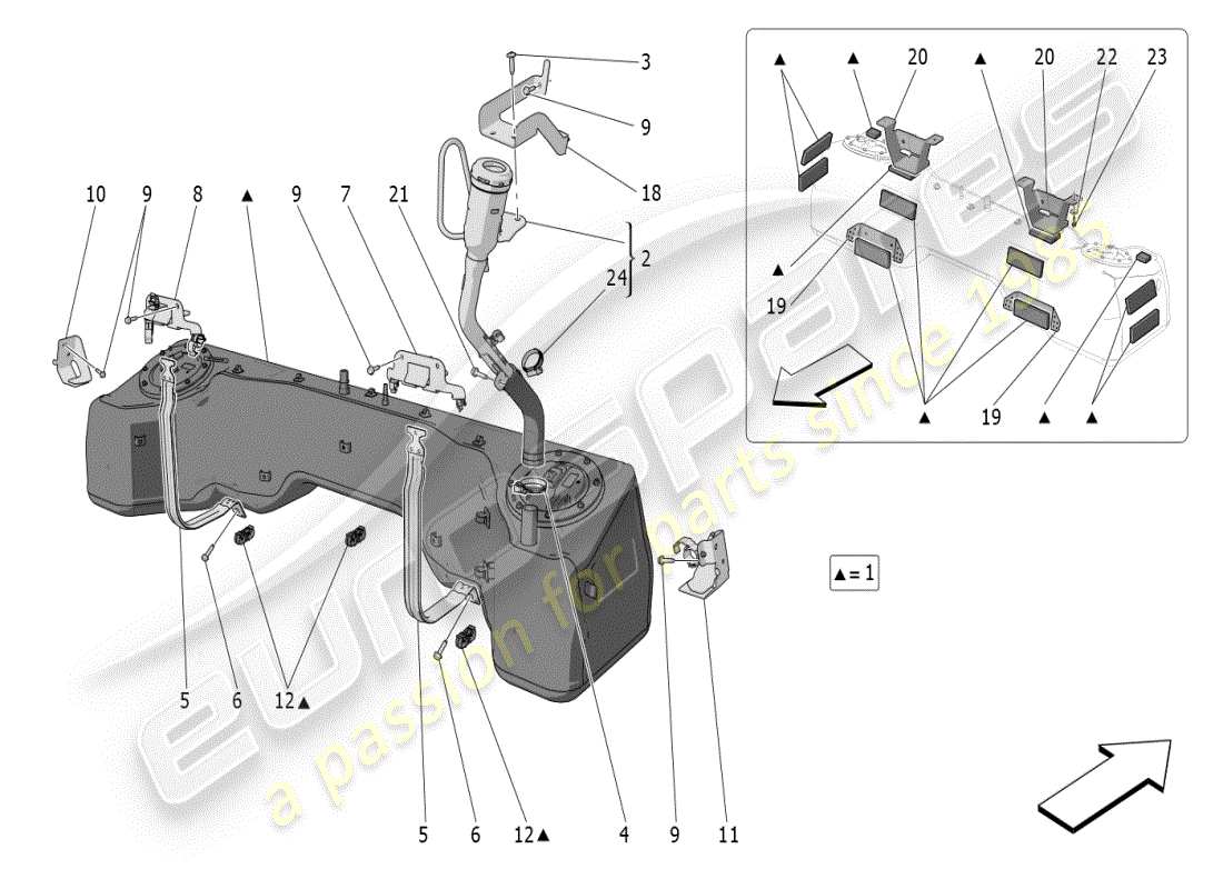 maserati mc20 (2024) fuel tank part diagram