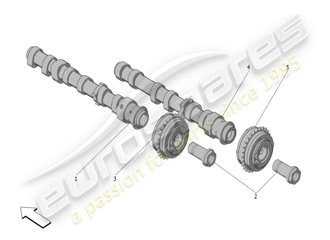 maserati mc20 (2024) rh cylinder head camshafts part diagram