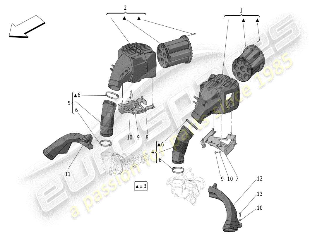maserati mc20 (2024) air filter, air intake and ducts part diagram