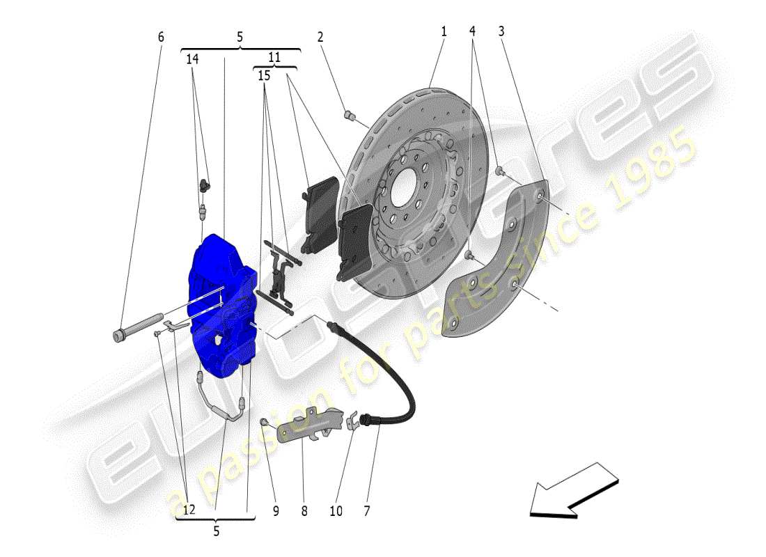 maserati mc20 (2024) braking devices on rear wheels part diagram