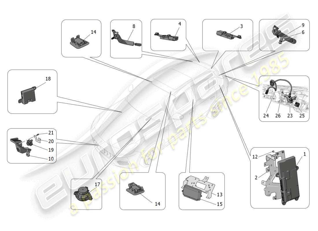 a part diagram from the maserati grecale parts catalogue