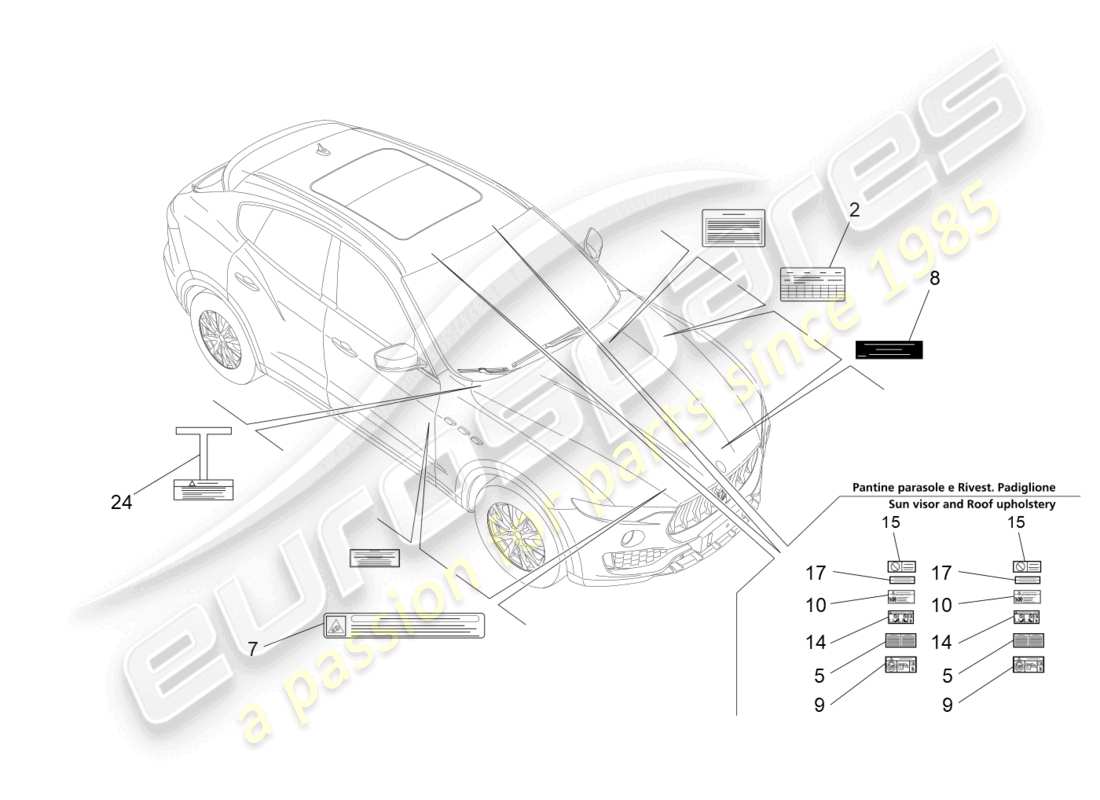 a part diagram from the maserati levante parts catalogue