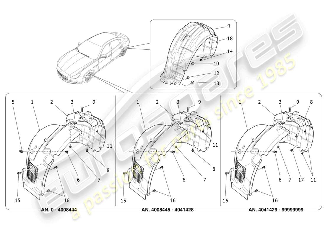 a part diagram from the maserati quattroporte m156 (2017 onwards) parts catalogue