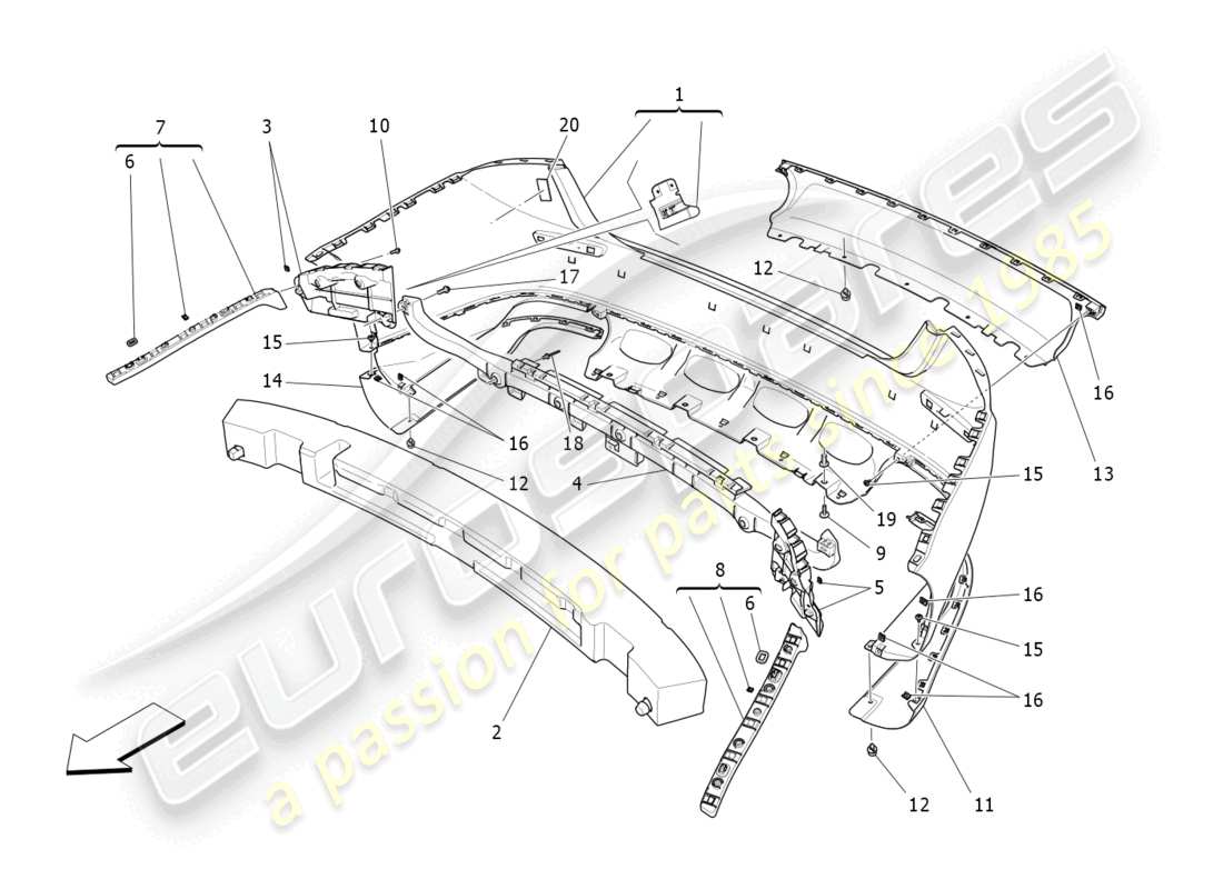 a part diagram from the maserati ghibli (2017 onwards) parts catalogue
